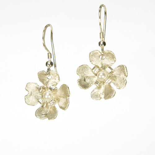 Sterling Silver Dogwood Flower Earrings