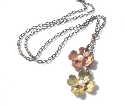 Copper/ Brass  Dogwood  Necklace