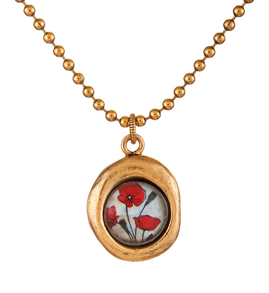 Secret Garden Gold Necklace - Poppy Bouquet